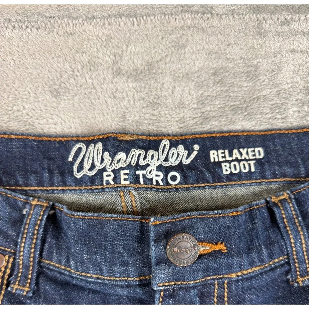 Wrangler Retro Relaxed Boot Jeans 33x30 Dark Wash Stretch Cowboy Western Denim